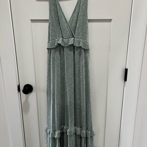 Caution To The Wind Green and White Striped Dress